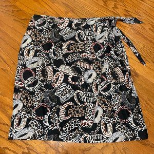 Vintage Chaus Womens Faux Wrap Silk Skirt Sz 14 Faux Wrap African Animal…